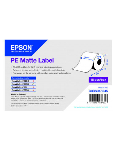 Etiquettes 76mmx29m pour Epson TM-C3500