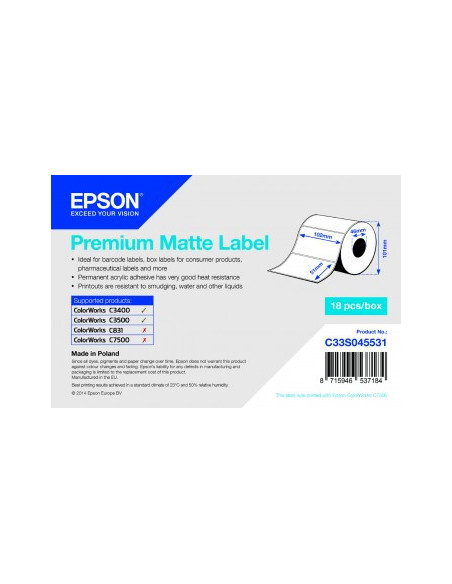 Etiquettes 102x51mm pour Epson TM-C3500, TM-C3400
