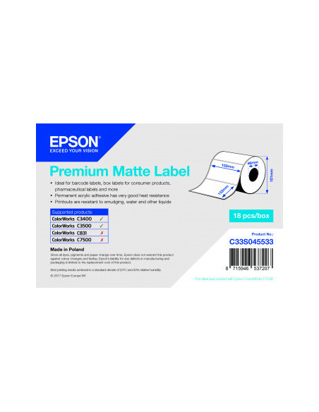 Etiquettes 102mm x 152mm pour Epson TM-C3500, TM-C3400