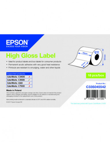 Etiquettes 76x51mm glossy pour Epson...
