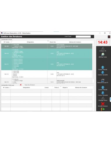 Logiciel Restauration et livraison