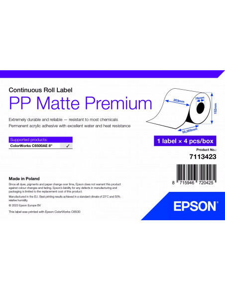Etiquettes 76mmx35m MAT Label pour Epson C3500, C4000