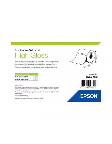 Etiquettes 102mmx33m GLOSSY Label pour Epson C3500, C4000