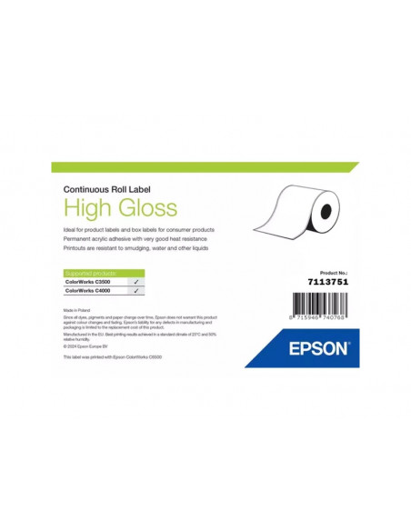 Etiquettes 76mmx33m GLOSSY Label pour Epson C3500, C4000