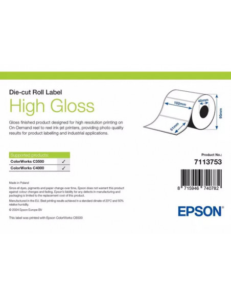 Etiquettes 102x51mm GLOSSY Label pour Epson C3500, C4000