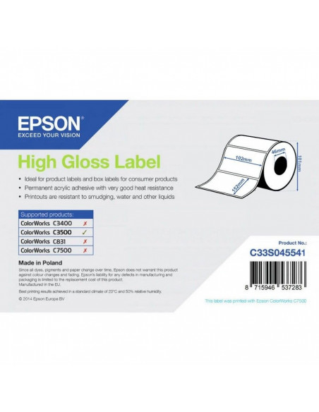 Carton d'étiquettes 102x152mm GLOSSY Label pour Epson C3500