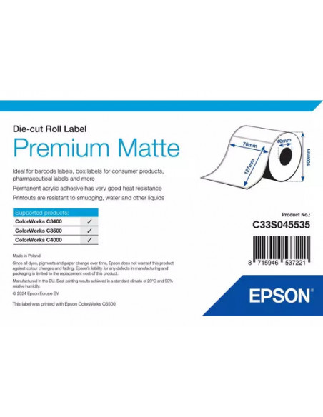 Etiquettes 76x127mm MAT Label pour Epson C3500, C4000, C3400