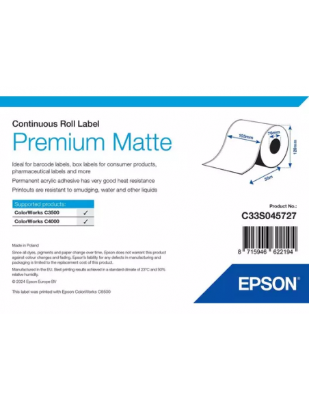 Etiquettes 150mmx35m MAT Label pour Epson C3500, C4000