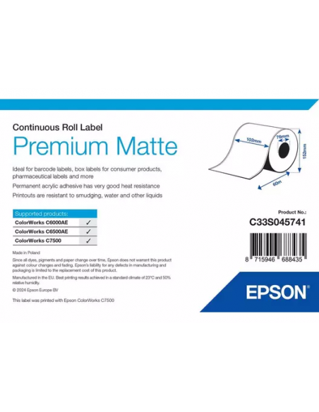 Etiquettes 102mmx60m MAT Label pour Epson C6000, C6500, C7500