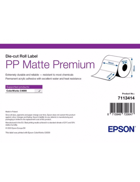 Etiquettes 76x127mm MAT Label pour Epson C4000
