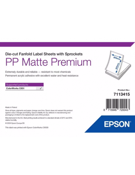 Etiquettes 203x152mm MAT Label pour Epson C831