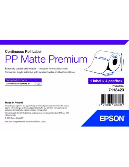 Etiquettes 210mmx55m MAT Label pour Epson C6500 AE 8"